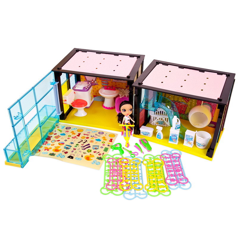 Кукольный дом из серии Модный дом – Ванная и прачечная, 2 в 1, в наборе с куклой и мебелью, 85 деталей  